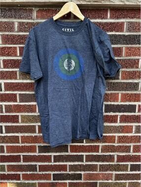 Civil Navy Blue Marled Graphic Short Sleeve Tee Shirt